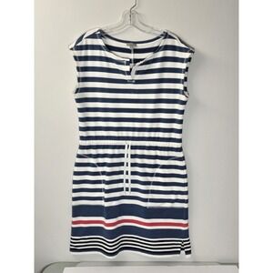 T  By Talbots Blouson Dress Women's MEDIUM Sleeveless Knee Length Striped